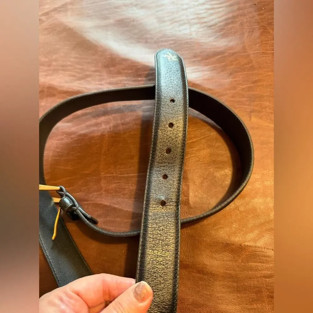 Men's Gucci Bees & Stars Black Leather Belt with Brass Buckle